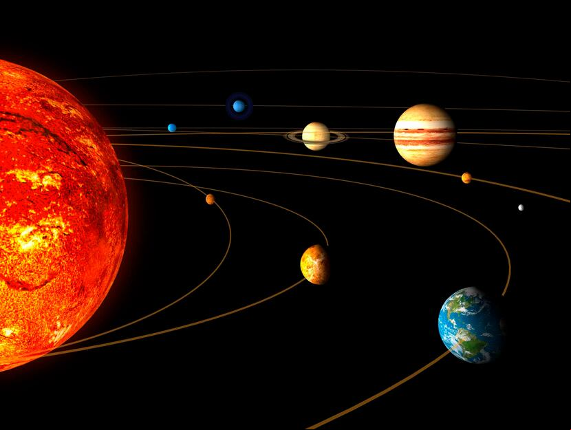 Representación artística suministrada por la Agencia Espacial Europea muestra los principales órganos del sistema solar. (AP)
